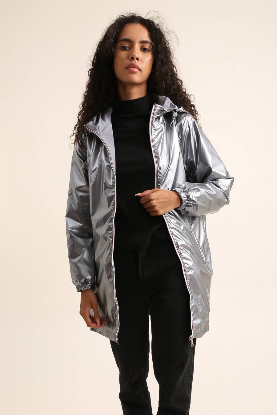 Attrait Paris - Wholesale Raincoat - Women's - Long reversible hooded waterproof jacket44