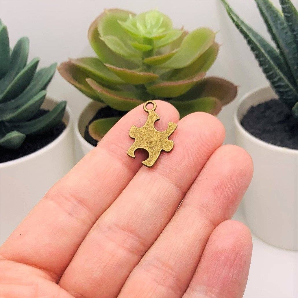 Guerrilla Charm - Wholesale Individual Charm/Pendant - Bronze Autism Awareness Puzzle Piece Charms, 22x14mm1