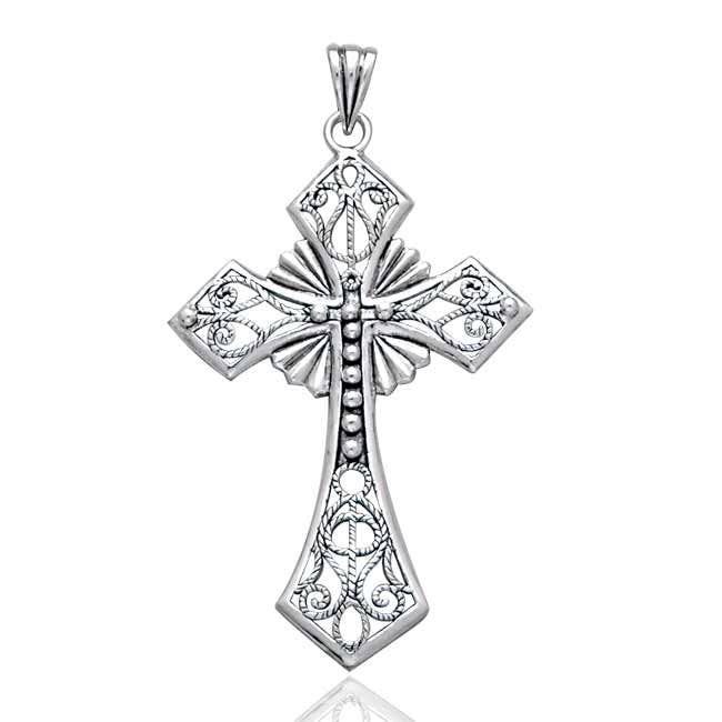 Silver Insanity - Vendita all'ingrosso Collana con ciondolo/pendaglio - Grande pendente a croce celtica in argento sterling da 3"
