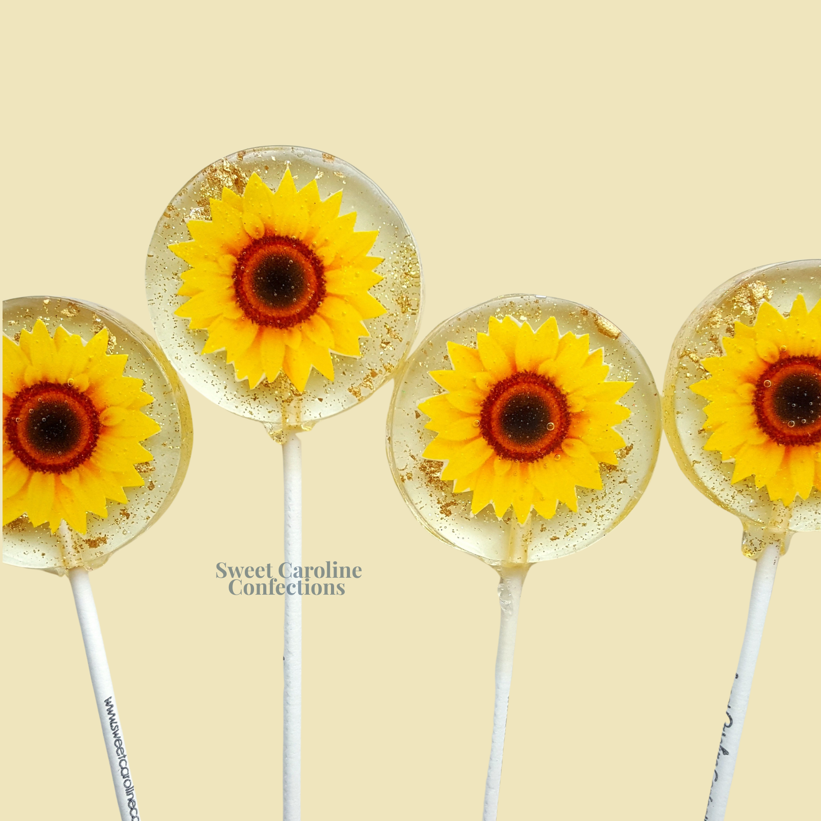 Sweet Caroline Confections - Wholesale Lollipop - Sunflower Lollipops, Black Cherry Flavor,  10/Case -VEGAN1