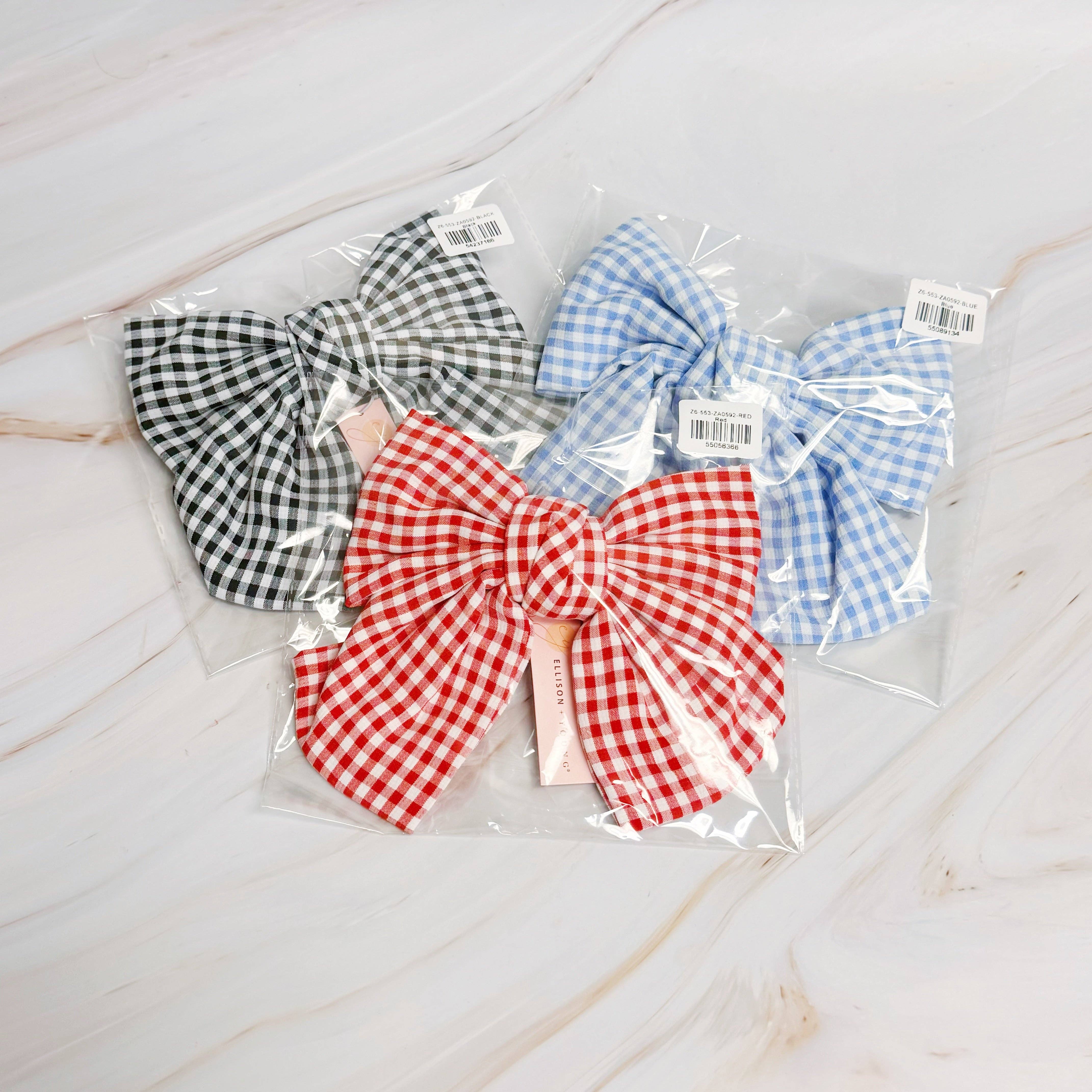 Ellison+Young - Vente Pince à cheveux – femme - Pince à cheveux Gingham Bow Pretty Bow5