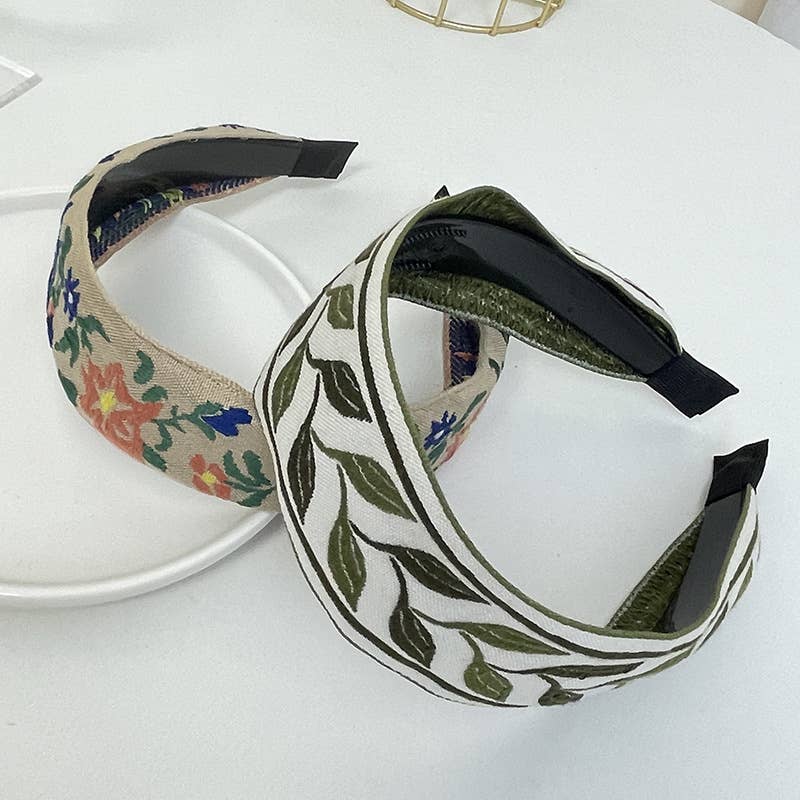 Tourtiwi - Venta al por mayor Cinta para el pelo - Mujer - Cinta de Pelo Retro Antideslizante con Bordado de Flores Bohemias15