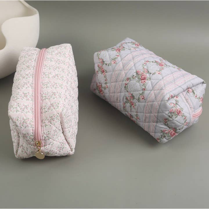 Assorted Quilted Floral Design Cosmetic Bags - TOSHA for wholesale on Faire