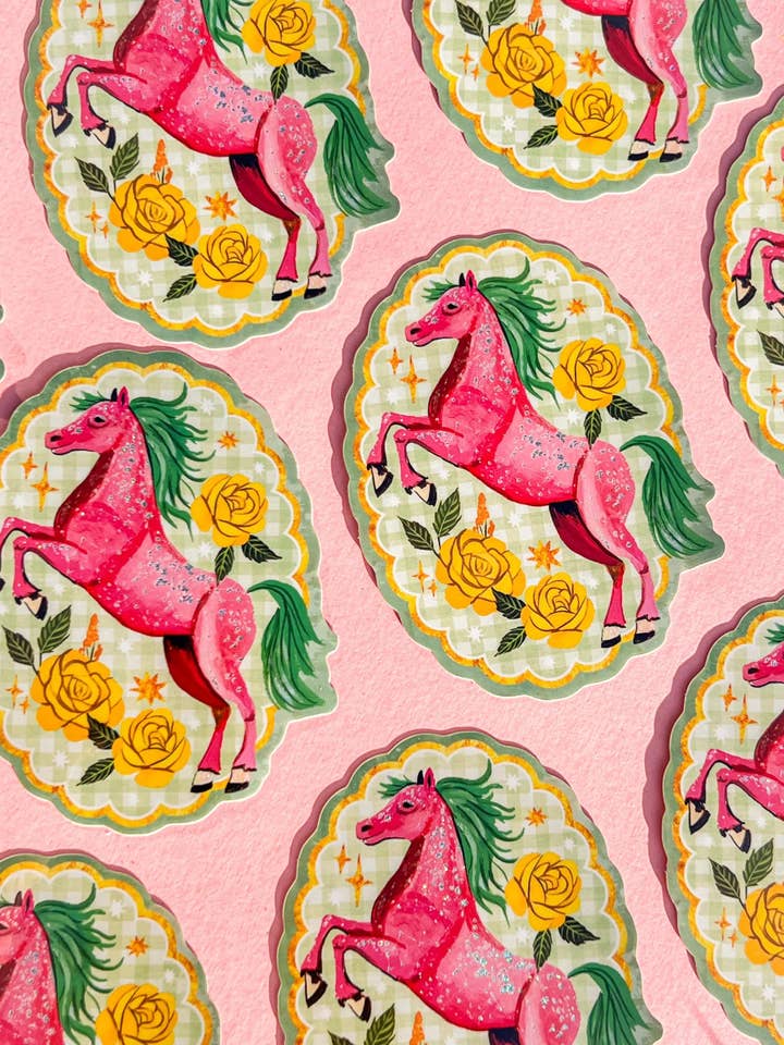 Sparkle Pony Glitter Sticker for wholesale by Katie Daisy