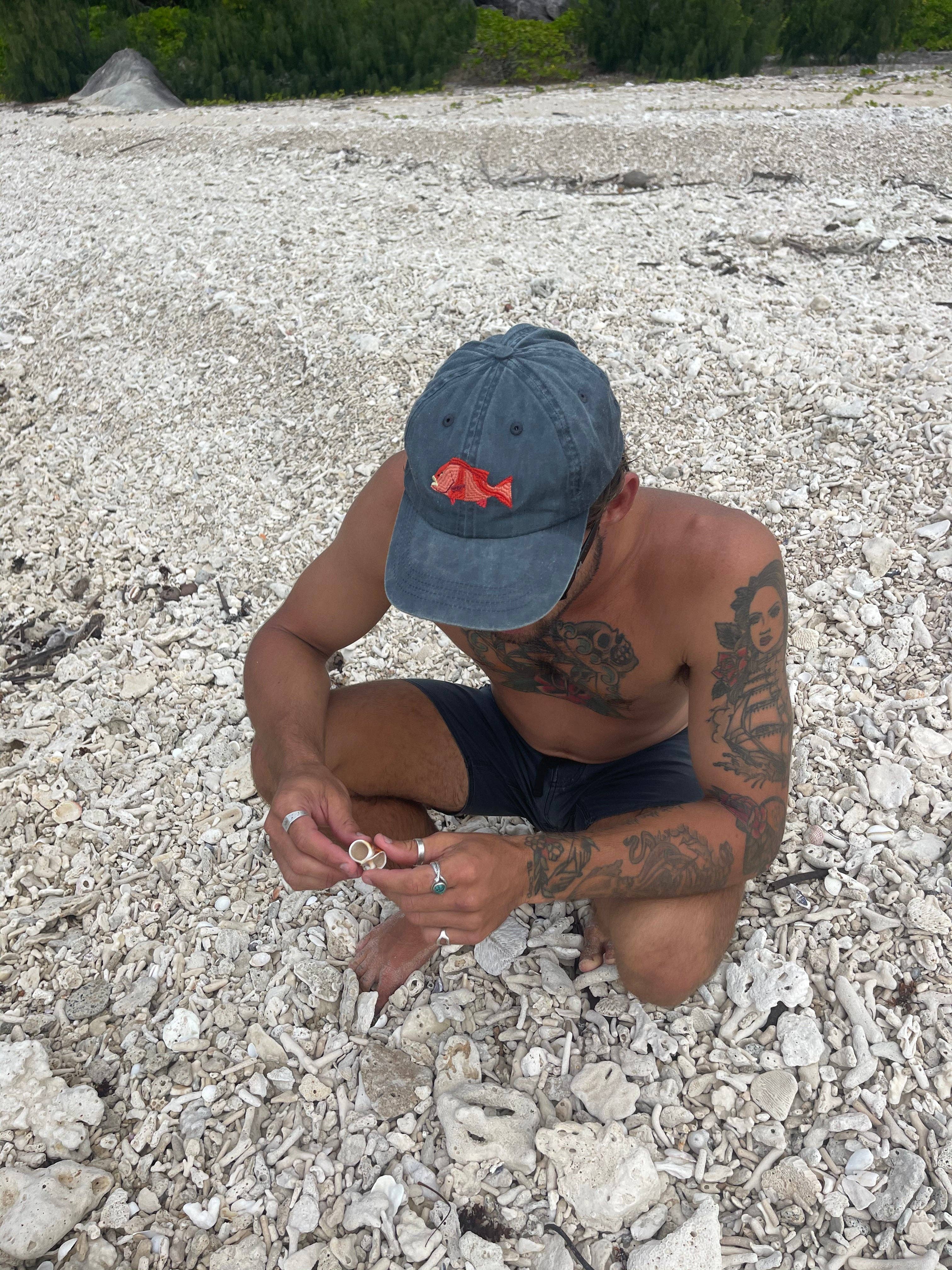 Pallion Point - Wholesale Baseball Cap - Unisex - Red Emperor Fish Lid | Cotton Dad Cap in Steel Blue2