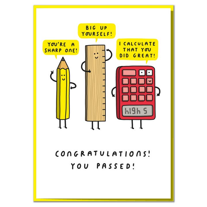 Mungo And Shoddy – wholesale Congratulations card – I Calculate That You Did Great! Funny Exam Congratulations