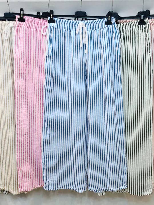 Mimi & Gogo - Wholesale Pants - Women's - Cotton gauze pants with stripes @906771_PaGazeRayure2
