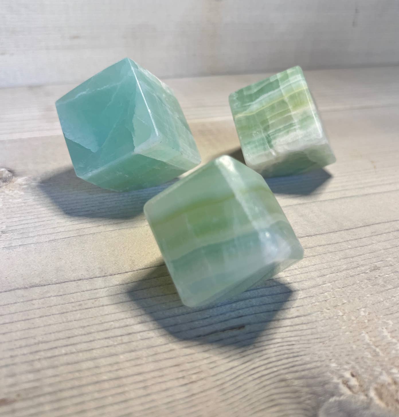 Jade Canyon - Wholesale Spiritual Stone/Crystal - Pistachio Seagreen Calcite Stone Cube0