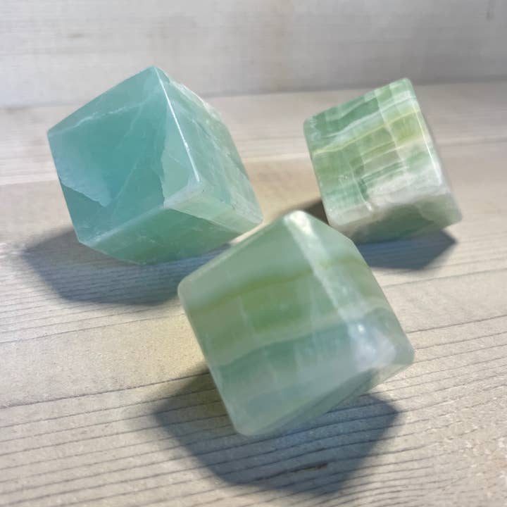 Jade Canyon - Wholesale Spiritual Stone/Crystal - Pistachio Seagreen Calcite Stone Cube0