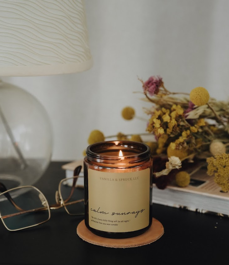 Vanilla and Spruce, LLC - Wholesale Jar/Filled Candle - 7 oz Candle - Calm Sunrays3