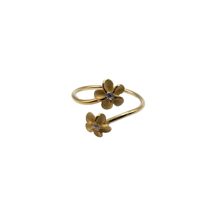 Twin Plumeria Adjustable Ring for wholesale by Silver Gallery