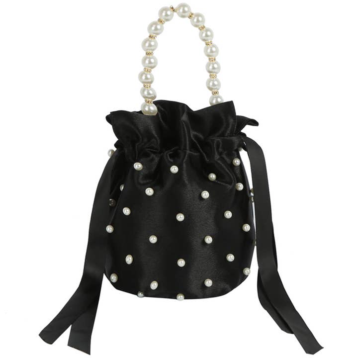 Oblige by G - Wholesale Clutch Bag - Women's - Pearl Satin Drawstring Pouch Bag GMS-0079