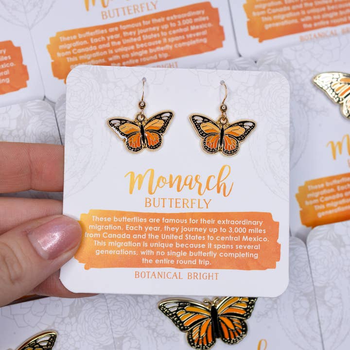 Botanical Bright - Wholesale Dangle Earrings - Monarch Butterfly Dangle Earrings