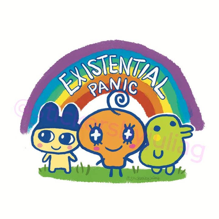 The Pleiadian Altar - Wholesale Sticker - Existential Panic - Tamagotchi Virtual Pet Sticker - Weatherproof & Dishwasher Safe1