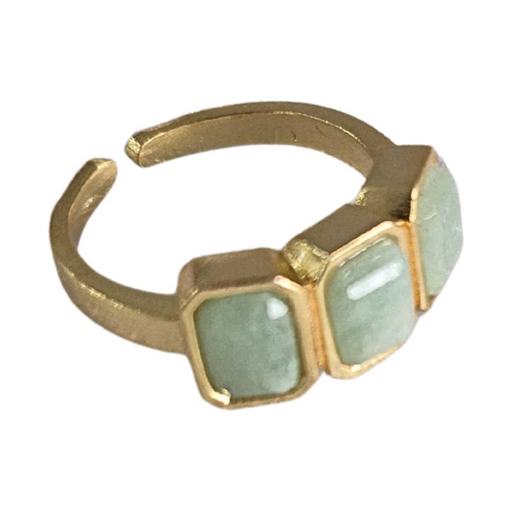 Natural Stone Brass Ring FJRI2382aqua for wholesale by ZODA