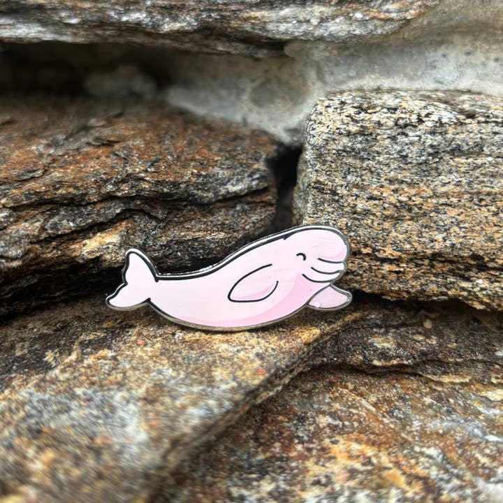 Fin Pin Shop - Wholesale Lapel Pin/Button - Pink beluga whale enamel pin • Patreon exclusive