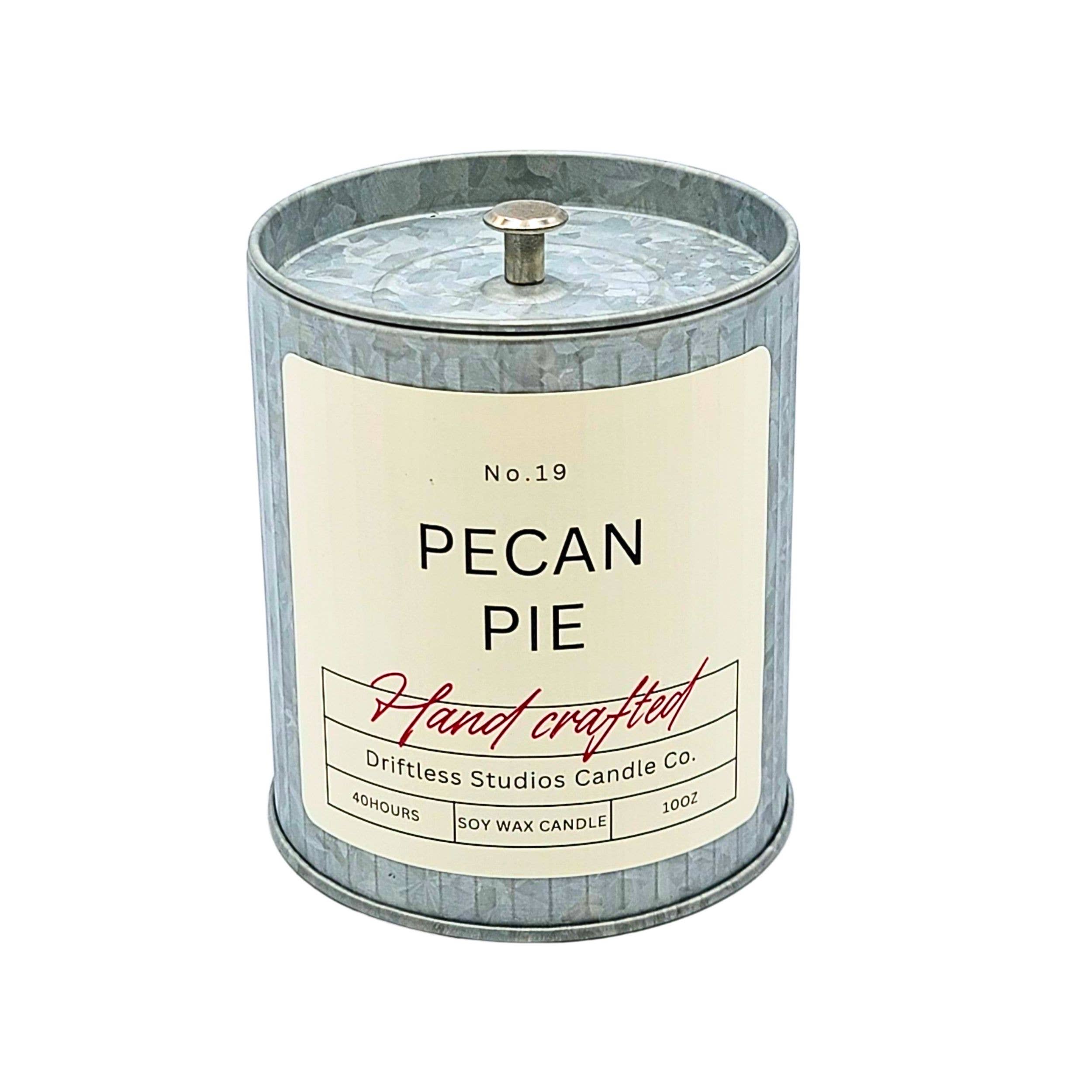 Driftless Studios - Wholesale Jar/Filled Candle - Pecan Pie Tin Farmhouse Fall Decor Candle - Holiday Candles0