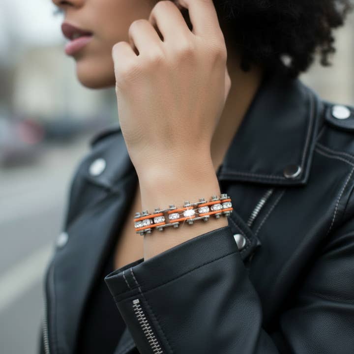 Silver Motorcycle Bracelet for wholesale by Heavy Metal Jewelry