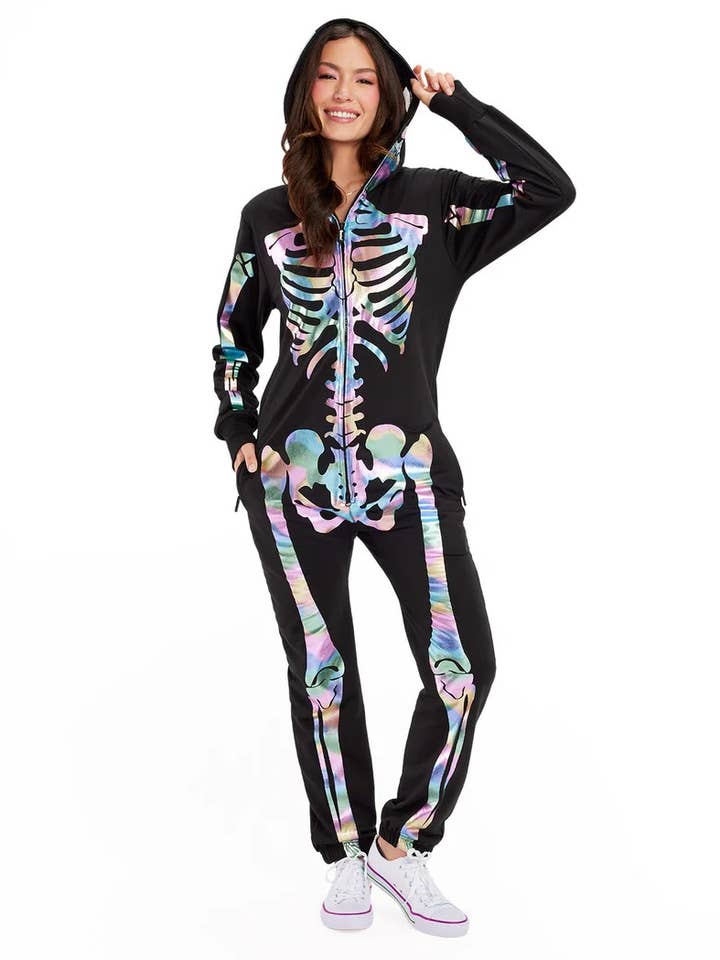 Combinaison Squelette Irisé - Costume d'Halloween pour Femme pour la vente par Tipsy Elves