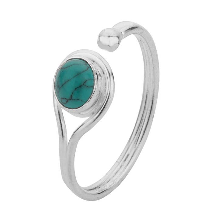 Minerale ring - 5mm - turquoise - t12 - zilver voor wholesale door Buganto
