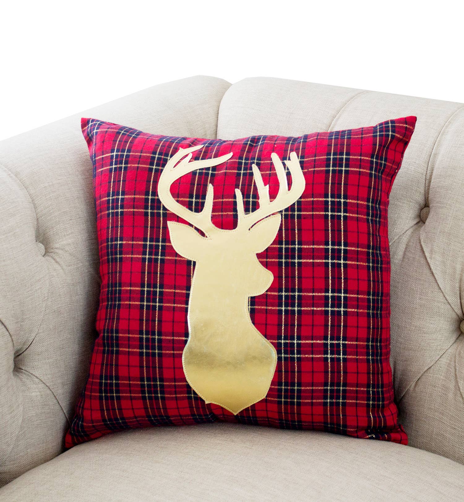 Fennco Styles - Wholesale Throw/Decorative Pillow - Plaid Reindeer 17" Decorative Throw Pillow3