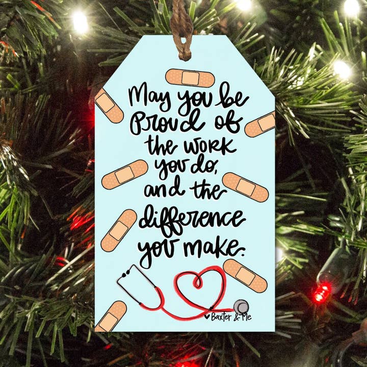 Proud Nurse Tag Ornament for wholesale by Baxter & Me