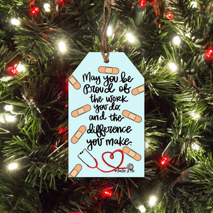 Proud Nurse Tag Ornament for wholesale by Baxter & Me