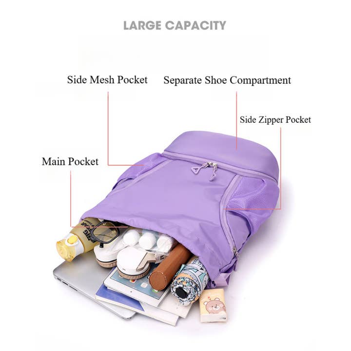 wandf - Vente Sac à dos – femme - Sac à dos de mode avec cordon de serrage et compartiment à chaussures5