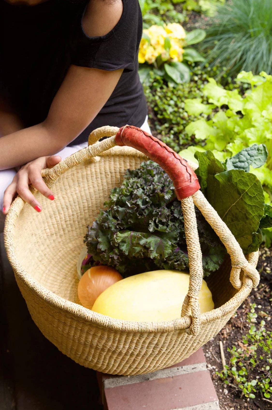 The African Home Goods - Wholesale Basket - XL African Ghana Bolga Market Basket Dye Free - 16.5"-18"3