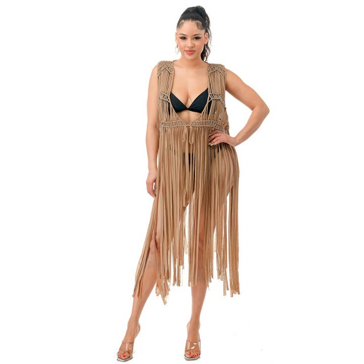 Gilet Cardigan con Frange per la vendita all'ingrosso da parte di DORCAS