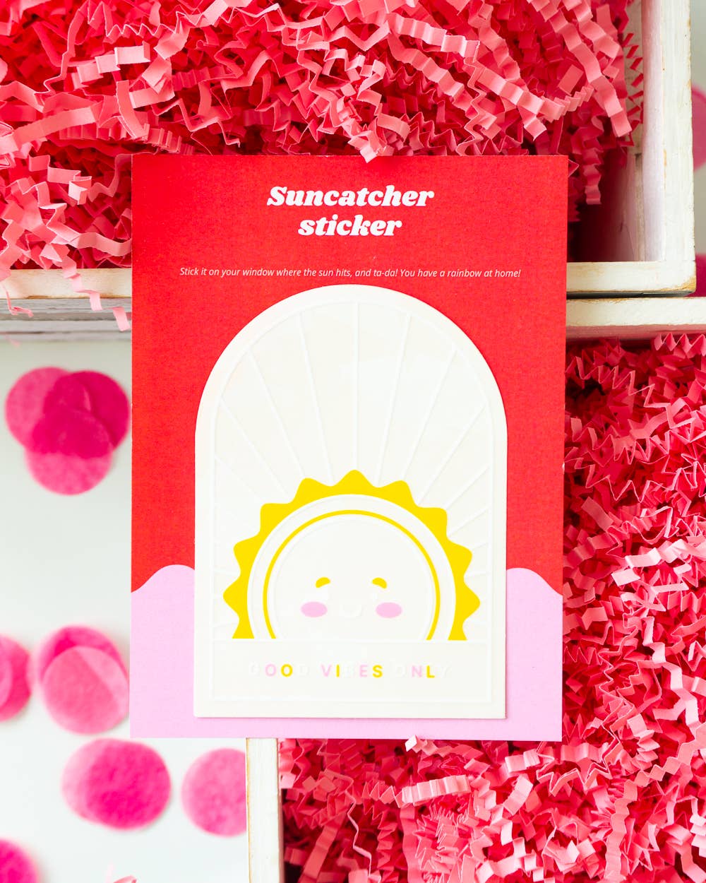 Creative Goodie - Wholesale Sticker - Good vibes Suncatcher sticker, Rainbow sticker, Window decal1