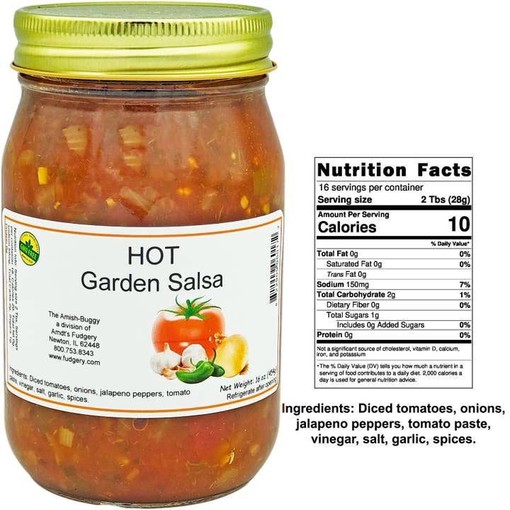 Arndt's Fudgery LLC - Wholesale Salsa - Amish Fresh Made Salsa 16 oz. Jar