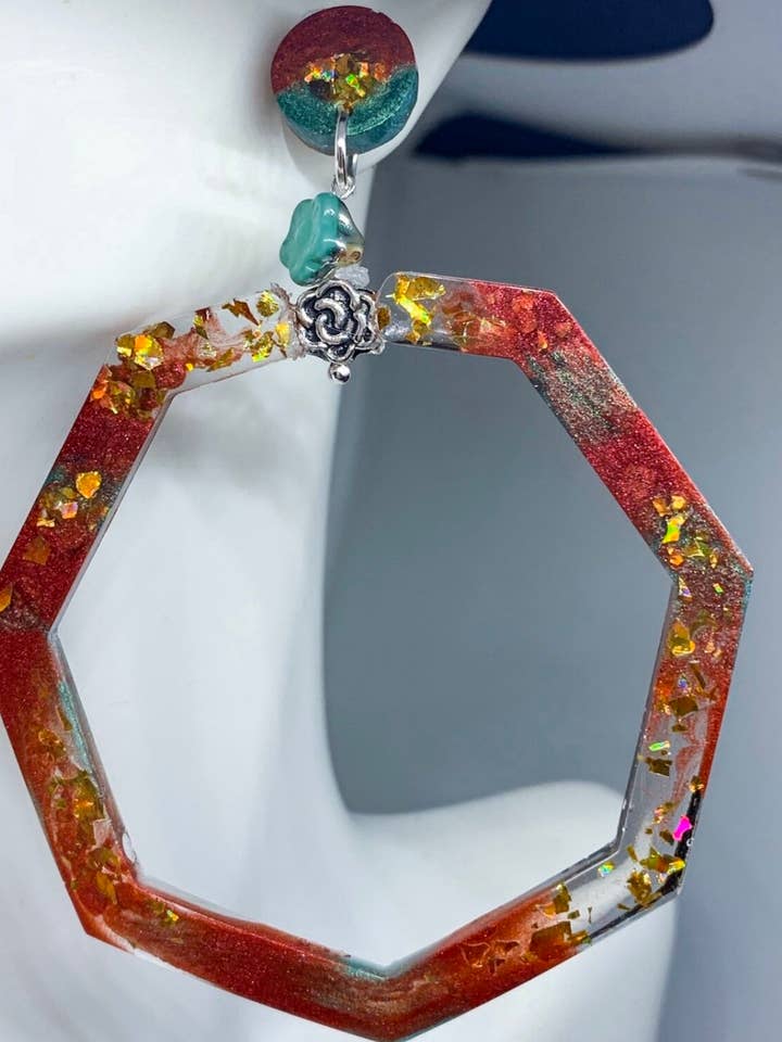 Large Hexagon Hoop Earrings for wholesale by Vivian Treasury