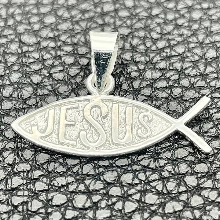 Sterling Silver Jesus Fish Charm Pendant for wholesale by Angelluz