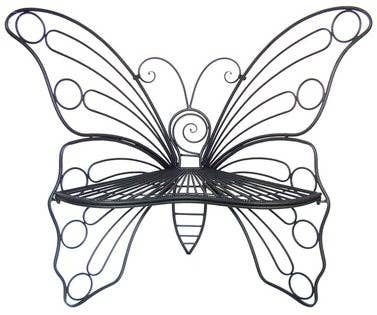 Hi-Line Gift Ltd. - Wholesale Bench - Antique Black Butterfly Chair1