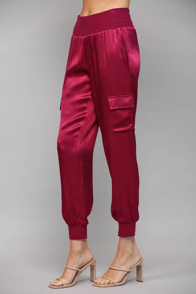 FATE - Wholesale Pants - Women's - SATIN CARGO JOGGER PANTS FP317630