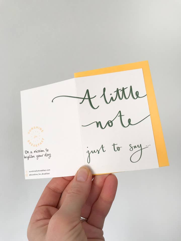 A Little Note To Say - Mini Card - Green for wholesale by Sunshine for Breakfast