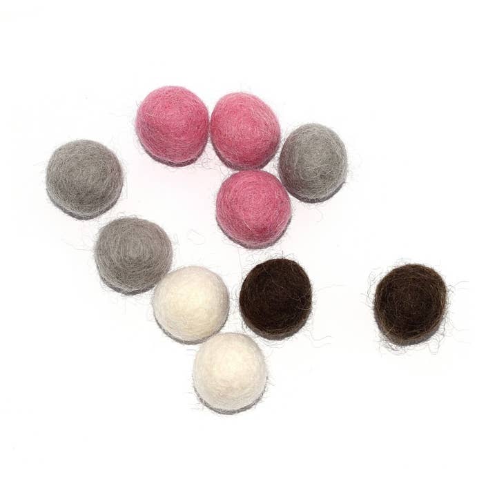 Filtad ull boll 20 mm rosa, beige cameo x10 för wholesale av Fais-le toi-même