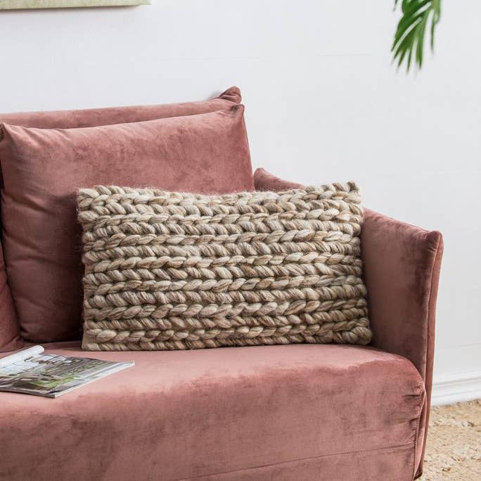 14x24" Hand Woven Pillow - Beige for wholesale by A&B Home Group Inc.