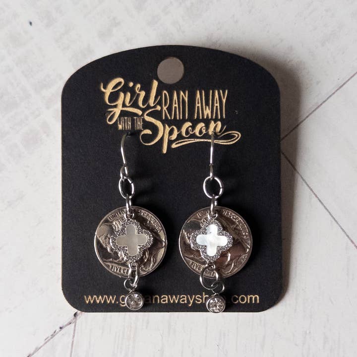 Ægte Buffalo Nickel Shine Charm Øreringe for engroshandel hos Girl Ran Away With the Spoon