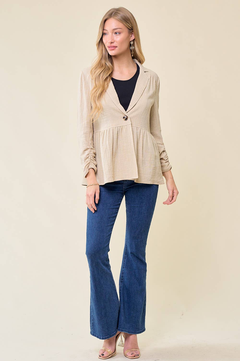 Doe and Rae – Engroshandel Blazer - Dame – SHIRRED GAZE BLAZER - 10374J3