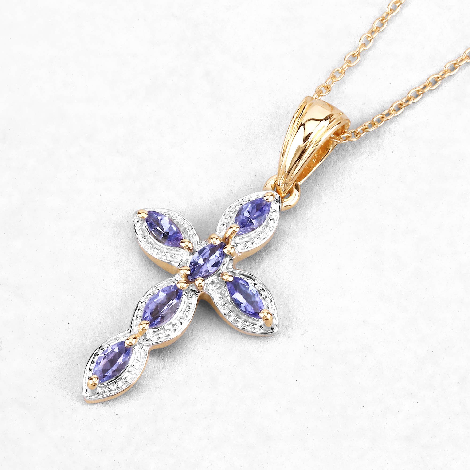 Quintessence Jewelry – wholesale Pendant/charm necklace – Tanzanite Pendant, Natural Tanzanite Cross Pendant Necklace7