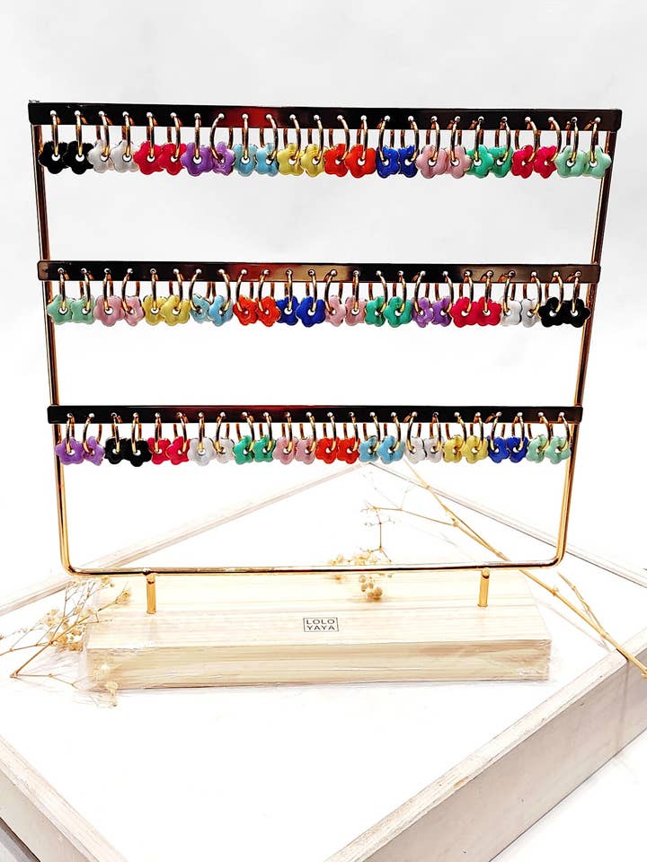 Blomdans—Display med 36 par örhängen för wholesale av LOLO & YAYA