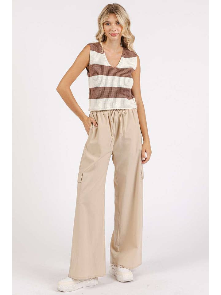 mittoshop - Wholesale Sweater Vest - Women's - STRIPED V-NECK CROPPED SWEATER VEST TOP26