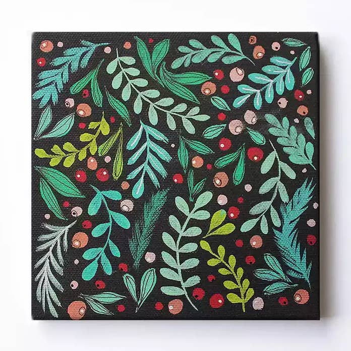 Maleri "Bær" 15 x 15 cm for engroshandel hos Poppydesign