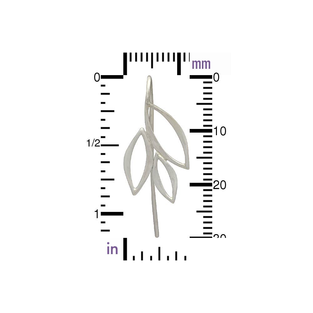 Nina Designs - Wholesale Dangle Earrings - Sterling Silver Ear Hook with Marquis Leaves 32x13mm2
