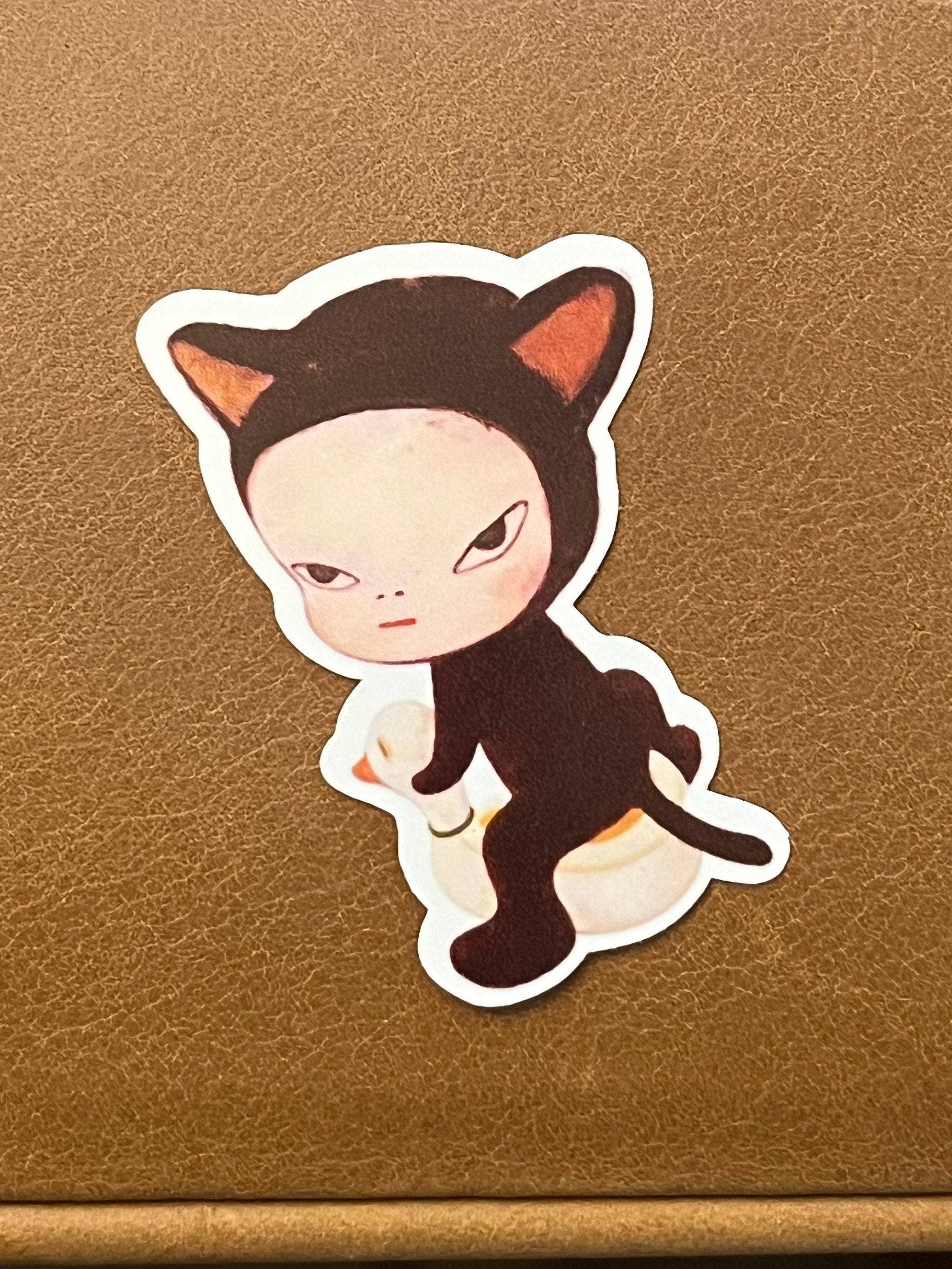 Literary by Ava – Adesivo por atacado – Autocolante Impermeável Yoshitomo Nara Cat Boy on Duck2