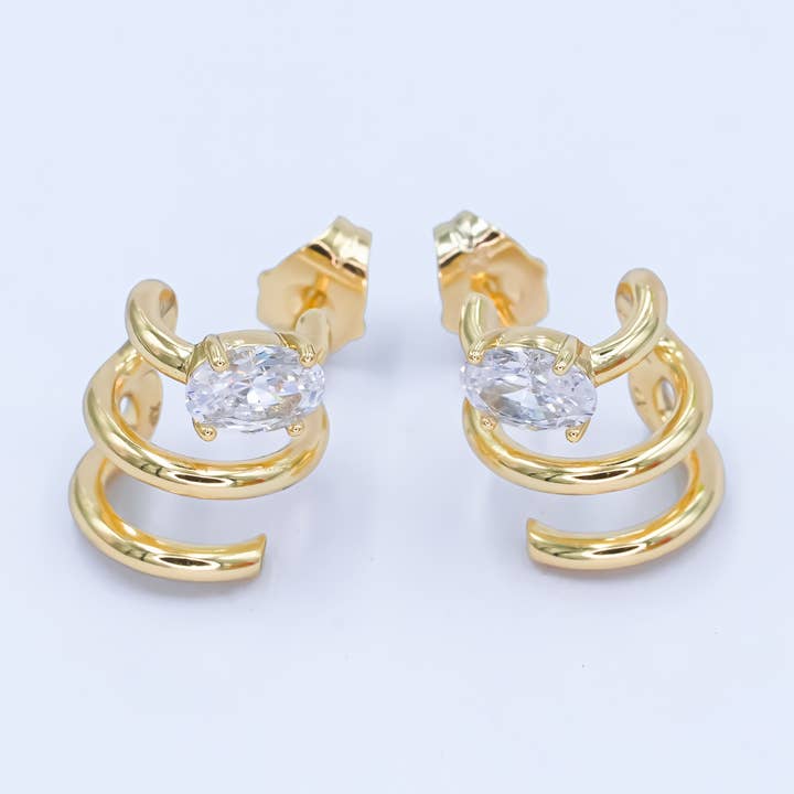 Delikate Guld Stacy Spiral CZ Ørestikker for engroshandel hos Aim Eternal