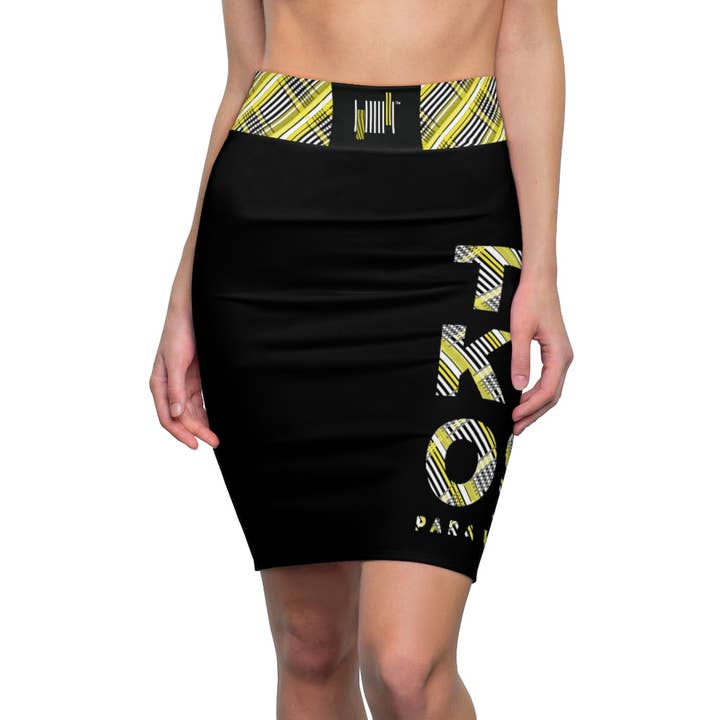 2882Sport™ Dark Academia Spellout Plaid Pencil Skirt for wholesale by 2882Brand™
