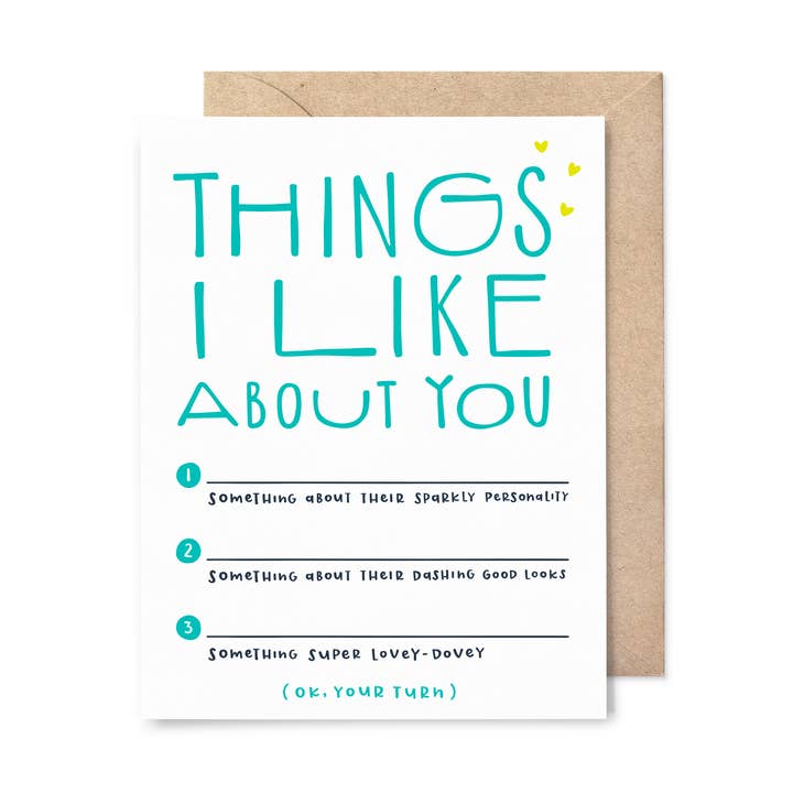 Dingen die ik leuk vind Love Card voor wholesale door Pinwheel Print Shop